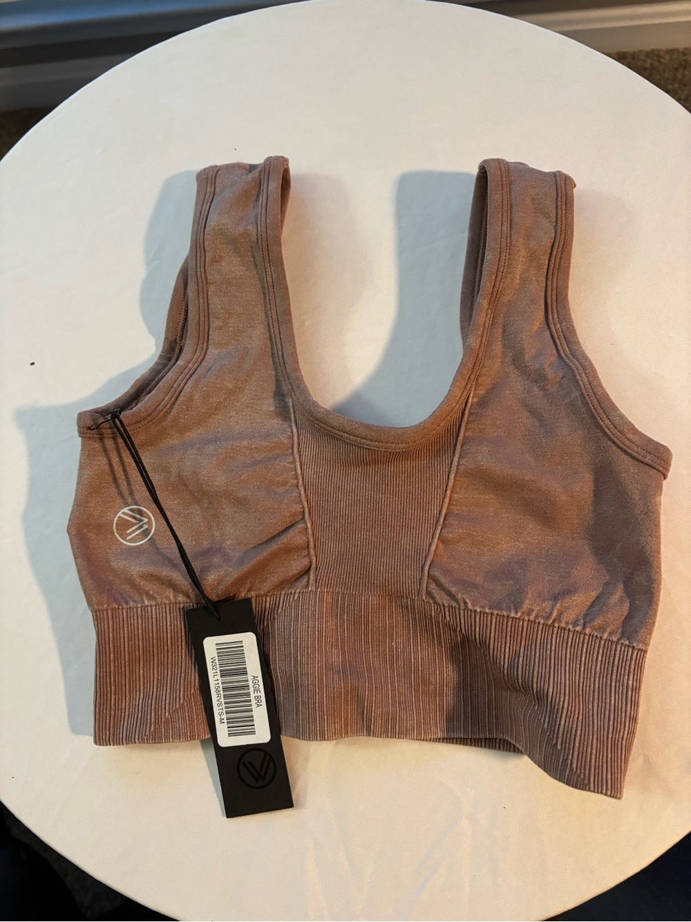 NWT Savvi Aggie Bra - Mauve/Copper Ribbed Seamless Sports Bra - Size S/M